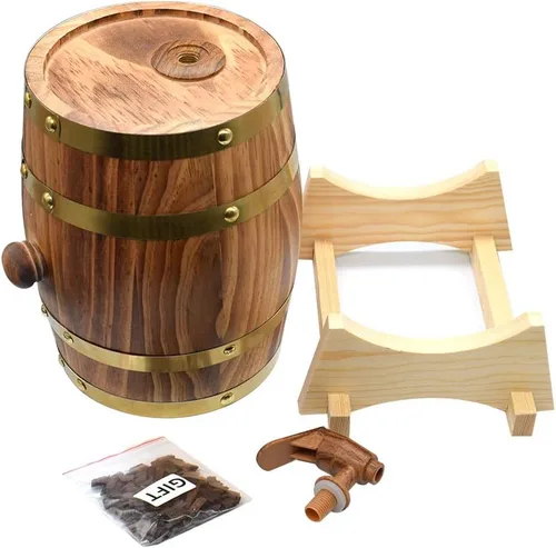 Miniatura 5 de Barriles de envejecimiento de roble de 3 L, dispensador de barril de whisky para el hogar, cubo de vino para vino, licores, cerveza y licor