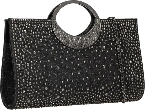 Miniatura 9 de Dexmay - Bolso de mano con diamantes de imitación con asa de cristal para boda, fiesta, elegante bolso de mano para mujer