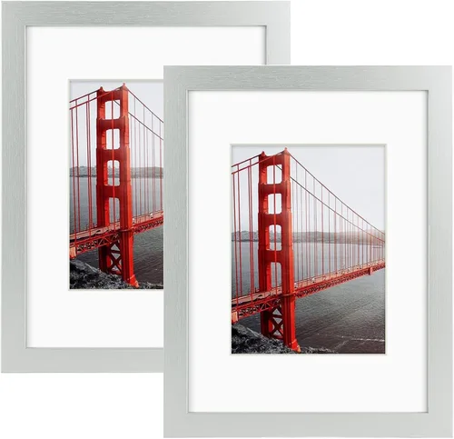 Miniatura 10 de Frametory, Portarretratos de 8 x 10 pulgadas con paspartú para fotos de 5 x 7, para pared y mesa (color azul, paquete de 2)