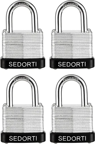 SEDORTI Juego de Candados de Acero Laminado, 1-1/4" de Ancho, Candados Pequeños de Alta Resistencia para Casillero, Candados con Llaves Similares,