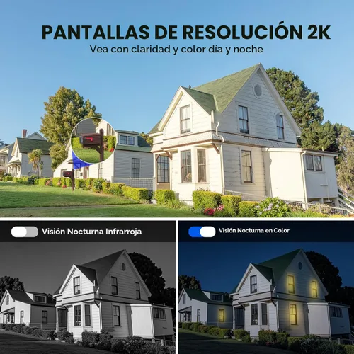 Miniatura 4 de LITYMOL Cámaras de seguridad WiFi 2K 2.4g inalámbricas para exteriores, cámaras solares de vista 360° para seguridad del hogar, visión nocturna a