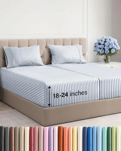Miniatura 38 de Sábanas King divididas con bolsillos extra profundos, sábanas transpirables y refrescantes de 5 piezas, sábanas de lujo para hotel, suaves, sin 22