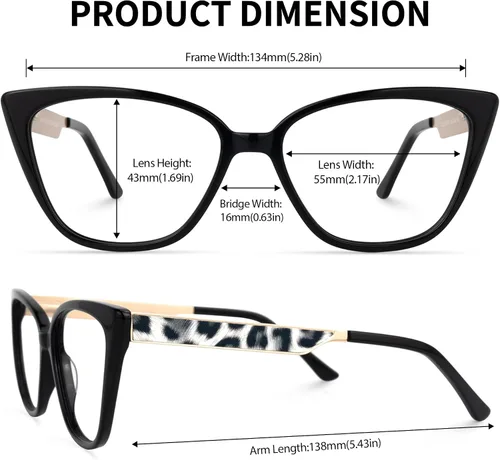 Miniatura 4 de Zeelool Marco de gafas de ojo de gato de gran tamaño de acetato vintage con lente transparente sin receta para mujeres Knapp ZWA215110