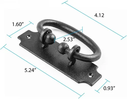 Miniatura 3 de Renovators Supply Manufacturing Tiradores de gabinete de 5.25 pulgadas de hierro forjado negro con anillo para cajones y herrajes de montaje