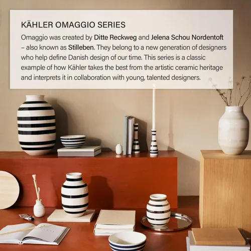Miniatura 6 de Hak Kähler Omaggio - Jarrón de porcelana con rayas, moderno jarrón redondo, bulboso y escandinavo para flores, negro, 7.9 in