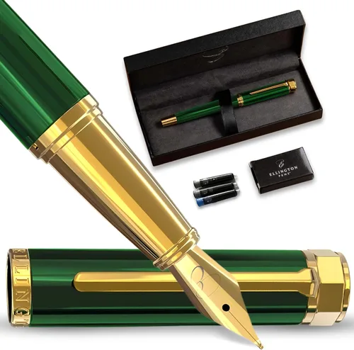 Miniatura 24 de Ellington Pens Juego de pluma estilográfica de lujo, punta fina y suave, incluye 3 cartuchos de tinta, convertidor de tinta recargable, caja de El