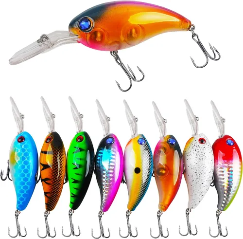Miniatura 9 de 8PCS Fishing Lures Popper Lures Shadllow Deep Diving Swimbait Crankbait Fish Wobble Hard Fishing Baits for Bass Trout Freshwater and Saltwater Fish
