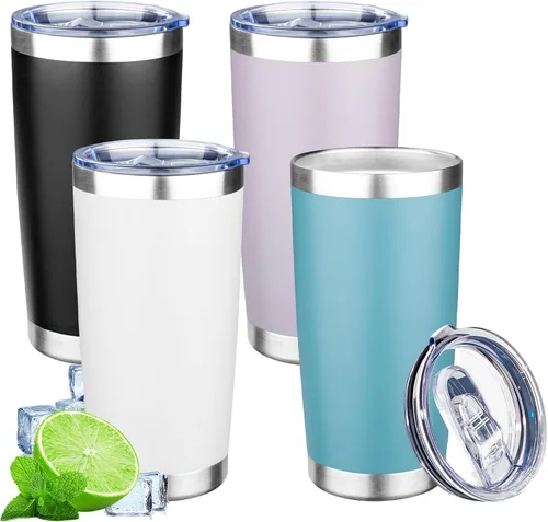 Miniatura 18 de Vaso de 20 onzas con tapa, taza de café de viaje de doble pared aislada al vacío, taza térmica de acero inoxidable con recubrimiento en polvo, vaso