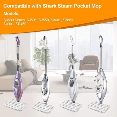 Miniatura 2 de Paquete de 6 almohadillas de repuesto para trapeador de vapor compatibles con Shark Steam Pocket Mop S3501 S3550 S3601 S3801 S3901 SE450 S3601D