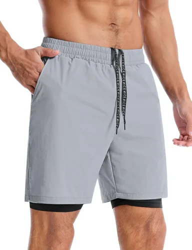 Miniatura 4 de Aolesy Pantalones cortos de correr para hombre de 57 pulgadas, de secado rápido, pantalones cortos de gimnasio con bolsillos, entrenamiento de tenis