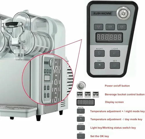 Miniatura 3 de Máquina comercial de granizado de 3/6/9L, máquina para hacer granizados de -2 ~ -44.6 °F, máquina de granizado de hielo con pantalla LED