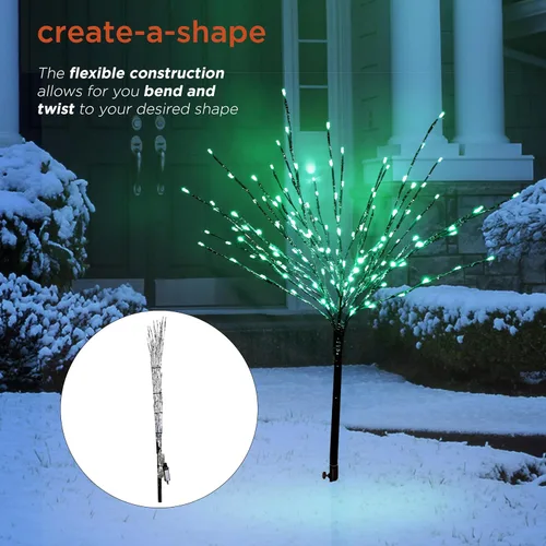 Miniatura 3 de Alpine Corporation Estaca metálica para árbol de 39 pulgadas de alto para interiores y exteriores, decoración navideña con luces LED verdes