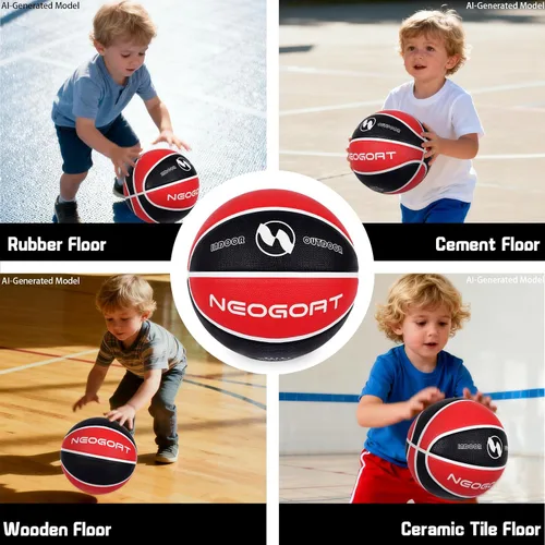 Miniatura 5 de Pelota de baloncesto para niños y jóvenes tamaño 4/5 25.5/27.5", Pelota de baloncesto de goma gruesa y duradera de alto rebote NEOGOAT tamaño 4/5
