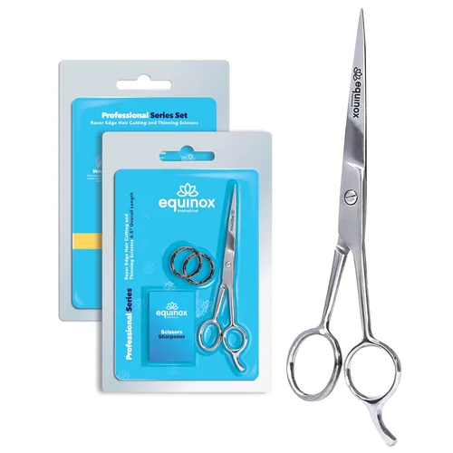 Miniatura 12 de Equinox International, Serie profesional de filo de afeitado - Juego de tijeras para cortar y adelgazar y texturizar el cabello, 6.5 pulgadas, acero
