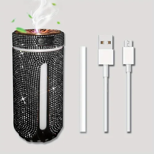 Humidificador de coche con diamantes de imitación, humidificador USB de aceite esencial para coche, humidificador de aromaterapia, portátil, mini