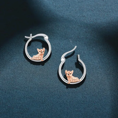 Miniatura 6 de Pendientes de aro de vaca, gato, zorro, cerdo, xolotle, elefante, escorpión, perezoso, pollo, plata de ley 925, hipoalergénicos, regalos de joyería