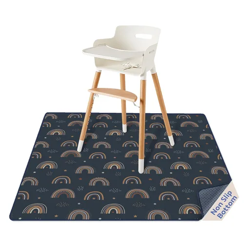 Miniatura 12 de Blissful Diary Tapete Antisalpicaduras para Bebé para Debajo de Silla Alta, 50.4 x 50.4 Pulgadas Tapete Limpiable contra Salpicaduras, Impermeable