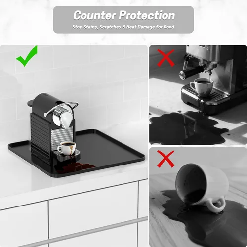 Miniatura 7 de Garolue Tapete de silicona para café, 16 x 16 pulgadas, impermeable, tapete de bar resistente al calor para accesorios de estación de máquina
