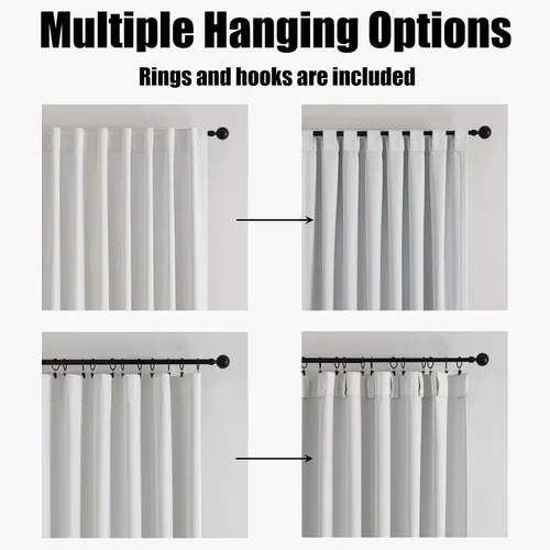 Miniatura 3 de Flyfun Cortinas opacas de 63 pulgadas de largo, juego de 2 paneles, cortinas con aislamiento térmico para sala de estar/dormitorio, bolsillo