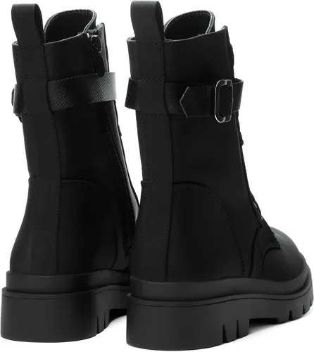 Miniatura 3 de DREAM PAIRS Botas de combate Chelsea con plataforma para mujer, con cordones y suela de hebilla