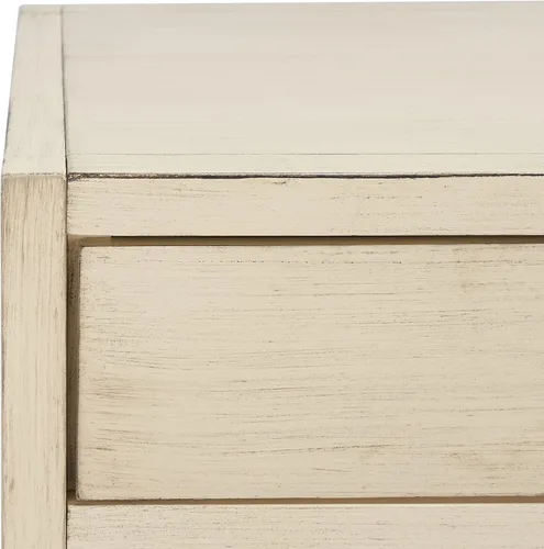 Miniatura 7 de SAFAVIEH Muebles - Escritorio Esther con 2 cajones, color blanco antiguo, madera maciza, diseño de herrajes dorados glamorosos, ideal para oficina
