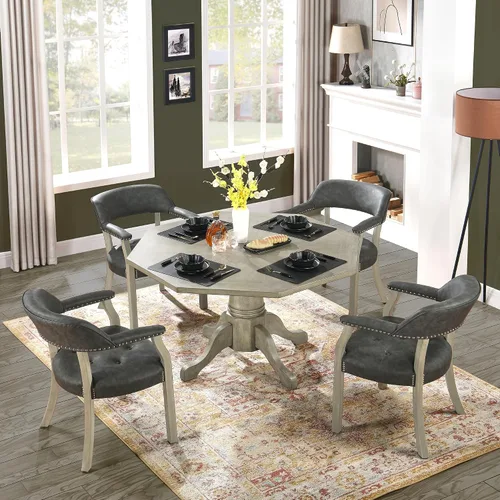 Miniatura 33 de Sillas de comedor con tapizados y brazos, silla de escritorio de oficina con remaches de metal. Sillas de capitán de jefe de PU, taburetes
