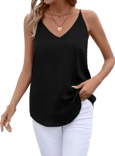 Miniatura 22 de Camiseta de chifón con tirantes delgados ajustables y cuello en V