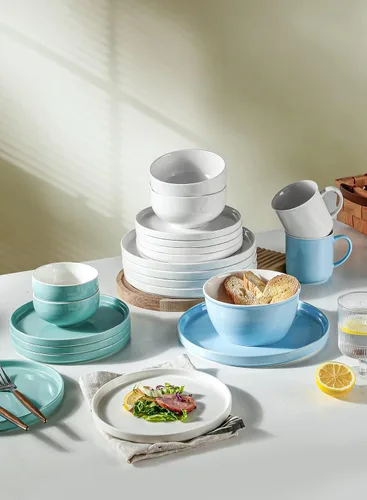Miniatura 7 de Onniyor Juego de platos llanos de porcelana, platos redondos para ensalada de postre, platos para servir de 10 pulgadas, platos planos resistentes a