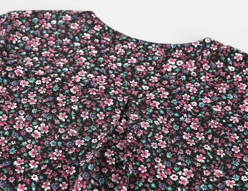 Miniatura 7 de Romanstii Camisetas casuales con cuello en V para mujer, blusas sueltas de manga larga abombada