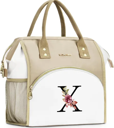 Miniatura 28 de Lonchera con inicial para mujer, lonchera térmica para niñas, lonchera grande para adultos, a prueba de fugas, para trabajo de picnic, bolsa de mano