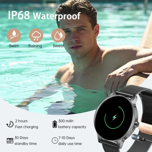 Miniatura 8 de Relojes inteligentes para hombres y mujeres (contestar/realizar llamadas), pantalla HD de 1.27" con rastreador de actividad física, monitor de ritmo
