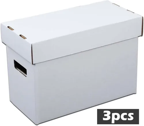 Miniatura 2 de G-PLUS Caja de almacenamiento para cómics de cómics con capacidad para 150-175 cómics, plegable y apilable, caja corta a prueba de humedad, cartón