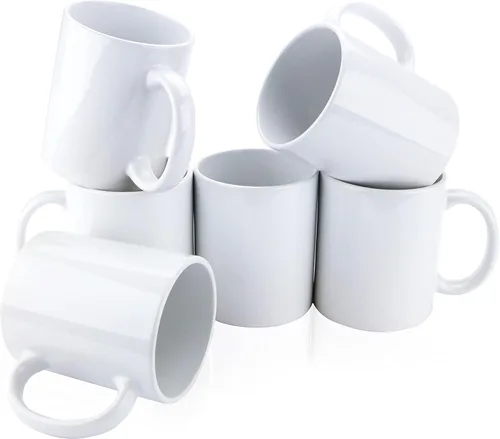 Miniatura 8 de BLUE RIBBON Taza de café en blanco de sublimación blanca hecha de cerámica, (11 onzas), viene con caja de regalo y soportes de espuma, paquete de 2
