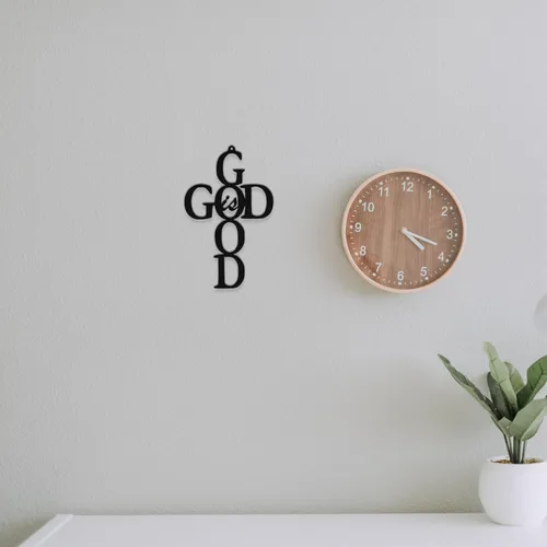 Miniatura 3 de Dios es bueno Cruz - Arte de pared de metal - 9" X 14" - Negro