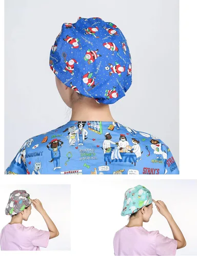 Miniatura 3 de DREYOLIFE Juego de 3 gorros estilo bouffant de algodón con banda para el sudor