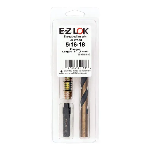 Miniatura 26 de Kit de reparación de rosca hexagonal E-Z para insertos roscados embutidos de madera blanda 5/16-18 x 25mm, taladro, herramienta de instalación