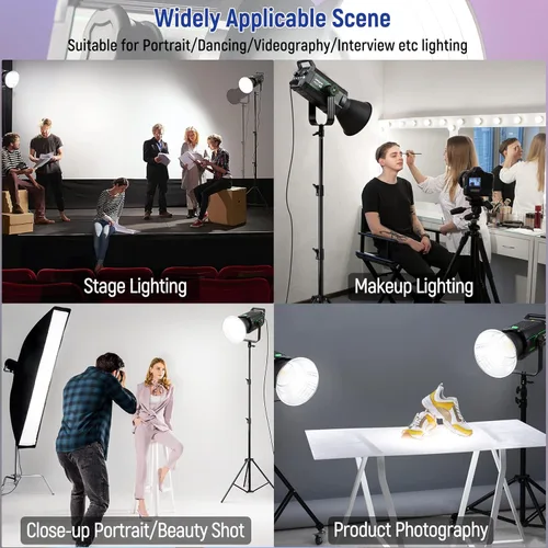 Miniatura 6 de Weeylite Luz de video LED de 200W 5600K, iluminación de fotografía de salida continua con CRI 95+TLCI 97+,79000 Lux@1M Bowens Mount & App Control