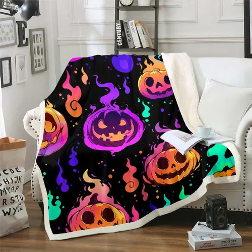 Miniatura 8 de Erosebridal Manta gótica de murciélagos de Halloween, manta de forro polar blanco y negro de 40 x 50 pulgadas, silueta vintage para niños, sombras