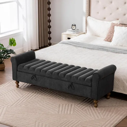 Miniatura 17 de Otomana redonda con patas de metal negro, reposapiés de 22.05 pulgadas de ancho, reposapiés tapizado para sala de estar, dormitorio, entrada