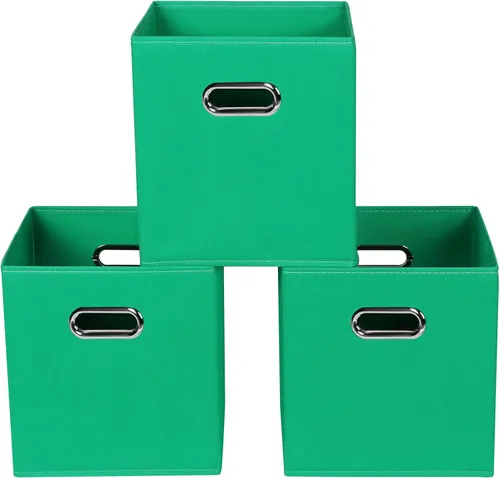 Miniatura 15 de Contenedores de almacenamiento de tela, organizadores de tela con asa, cubos plegables para almacenamiento de tela o accesorios, 11 x 11 x 11 Naranja