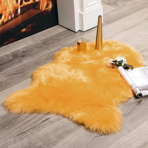 Miniatura 11 de MIULEE Alfombra de Piel de Oveja Sintética de 3 x 5 Pies, Alfombras de Área Mullidas de Lujo - Alfombra Decorativa Shag Súper Suave para Dormitorio