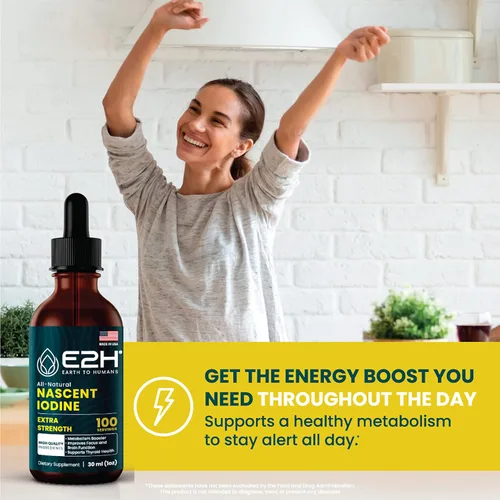 Miniatura 3 de E2H - Yodo líquido vegano - Soporte tiroideo y función cognitiva - Aumenta tu metabolismo y niveles de energía - Vegano - Sin OMG (2 botellas)