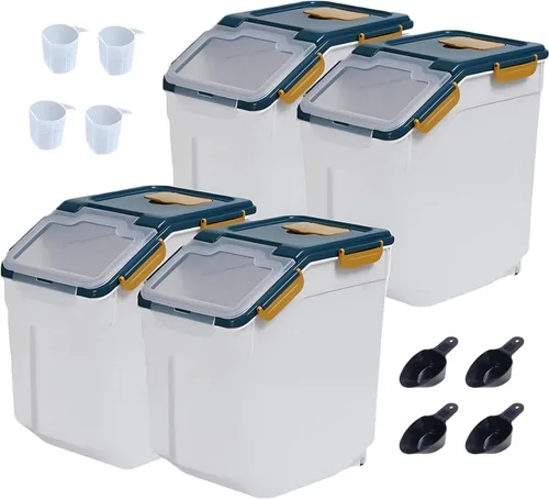 Miniatura 13 de Contenedor grande de almacenamiento de harina de 25 libras, paquete de 2 recipientes herméticos de almacenamiento de arroz con tapa de bloqueo