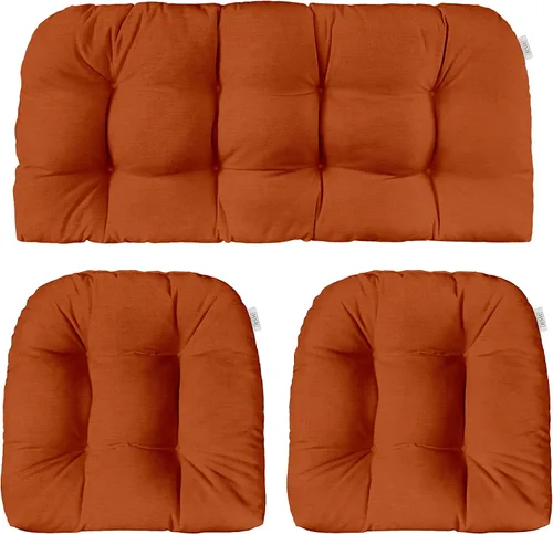 Miniatura 50 de RSH DECOR: Sunbrella - Juego de 3 cojines de mimbre copetudos 41 x 19 pulgadas y 19 x 19 pulgadas Fabricado con tela de rendimiento Sunbrella