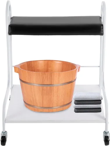 Miniatura 13 de Carrito de baño de pies de pedicura con ruedas, soporte de manicura, carrito portátil de esteticista para salón de belleza o spa de tecnología