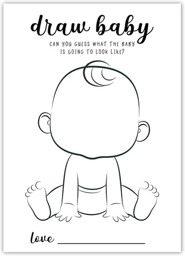 Juegos de dibujar baby shower, juego de fiesta de revelación de género para niños o niñas, suministros para actividades de fiesta de baby shower,