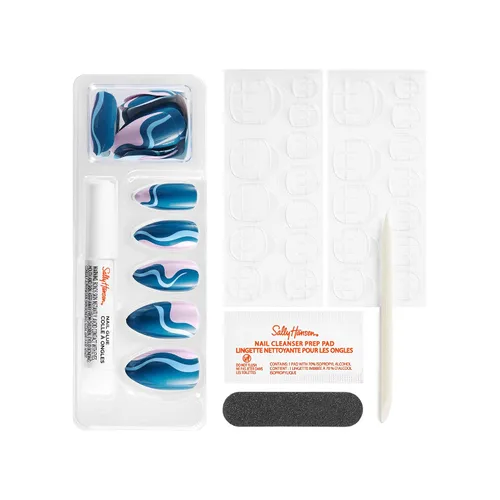 Miniatura 3 de Sally Hansen Salon Effects - Uñas postizas de presión para manicura perfecta Forma de almendra Fácil de aplicar, no dañinas 24 uñas, lengüetas