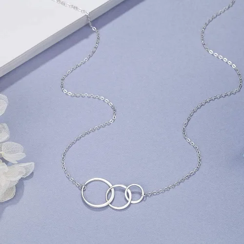 Miniatura 4 de AnalysisyLove Collar de 3 generaciones Collar de plata de ley entrelazada con 3 círculos para abuela, mamá, nieta, joyería de cumpleaños, regalo