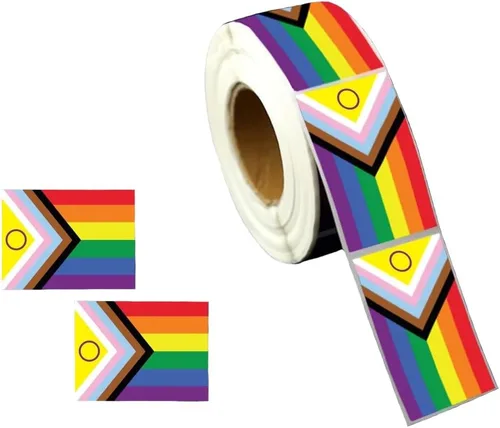 Miniatura 8 de 250 calcomanías de bandera arcoíris de Daniel Quasar Progress Pride para homosexuales, lesbianas, transgénero, conciencia LGBTQ, desfiles y eventos