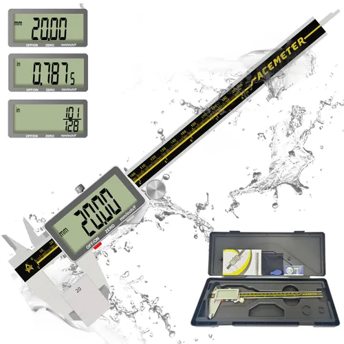 Miniatura 7 de Calibre digital, herramienta de medición Vernier de 0 a 6 pulgadas, micrómetro electrónico con pantalla LCD grande, calibrador métrico de metal